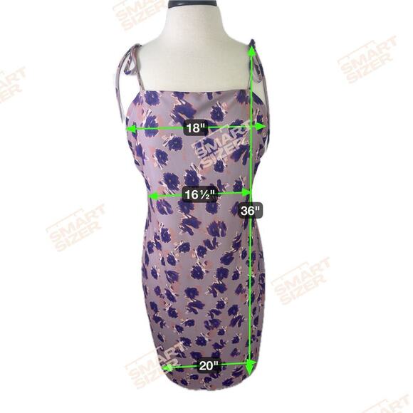 Nordstrom OPEN EDIT Tie Shoulder Mini Dress Purple-Pink Ash Blur Floral Sz XL - Picture 8 of 9